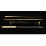 Property of a deceased estate - a 19th century shagreen cased knife & chopsticks set, 11.65ins. (