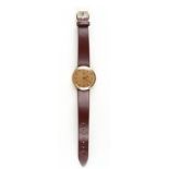 Property of a gentleman - a gentleman's Omega De Ville 9ct gold cased wristwatch, on tan leather