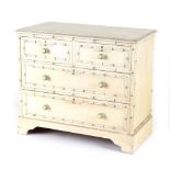 Property of a deceased estate - a late 19th / early 20th century off-white painted chest of two