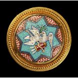 A yellow gold micromosaic circular brooch depicting two doves, 1.45ins. (3.7cms.) diameter (see