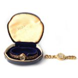 Property of a lady - a lady's Rotary 9ct gold cased wristwatch on 9ct gold bracelet strap,