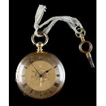 Property of a gentleman - a late 19th / early 20th century Swiss key wind fob watch, marked K18, the