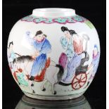 Property of a gentleman - a Chinese famille rose ovoid ginger jar, painted with figures & a horse