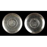 Property of a lady - two Chinese silver coin dishes, one marked Zeewo, each approximately 3.2ins. (