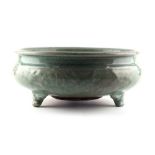 Property of a gentleman - a Chinese Longquan celadon glazed tripod censer, Ming Dynasty (1368-1644),