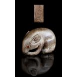 Property of a lady - a Japanese carved wood netsuke modelled as a Mouse, late 19th / early 20th