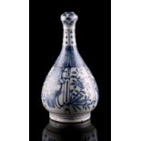 Property of a gentleman - a Chinese blue & white garlic neck vase, painted with panels of