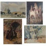 A group of four watercolours by Ernest Alfred Sallis Benney (1894-1966) and Derek Ward Sallis Benney