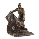 Property of a gentleman - a Vienna style cold painted bronze figure of a Arab carpet seller, 7.9ins.