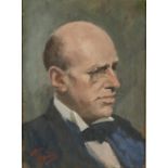 Property of a deceased estate - early 20th century - PORTRAIT OF A GENTLEMAN - oil on board, 15.7 by