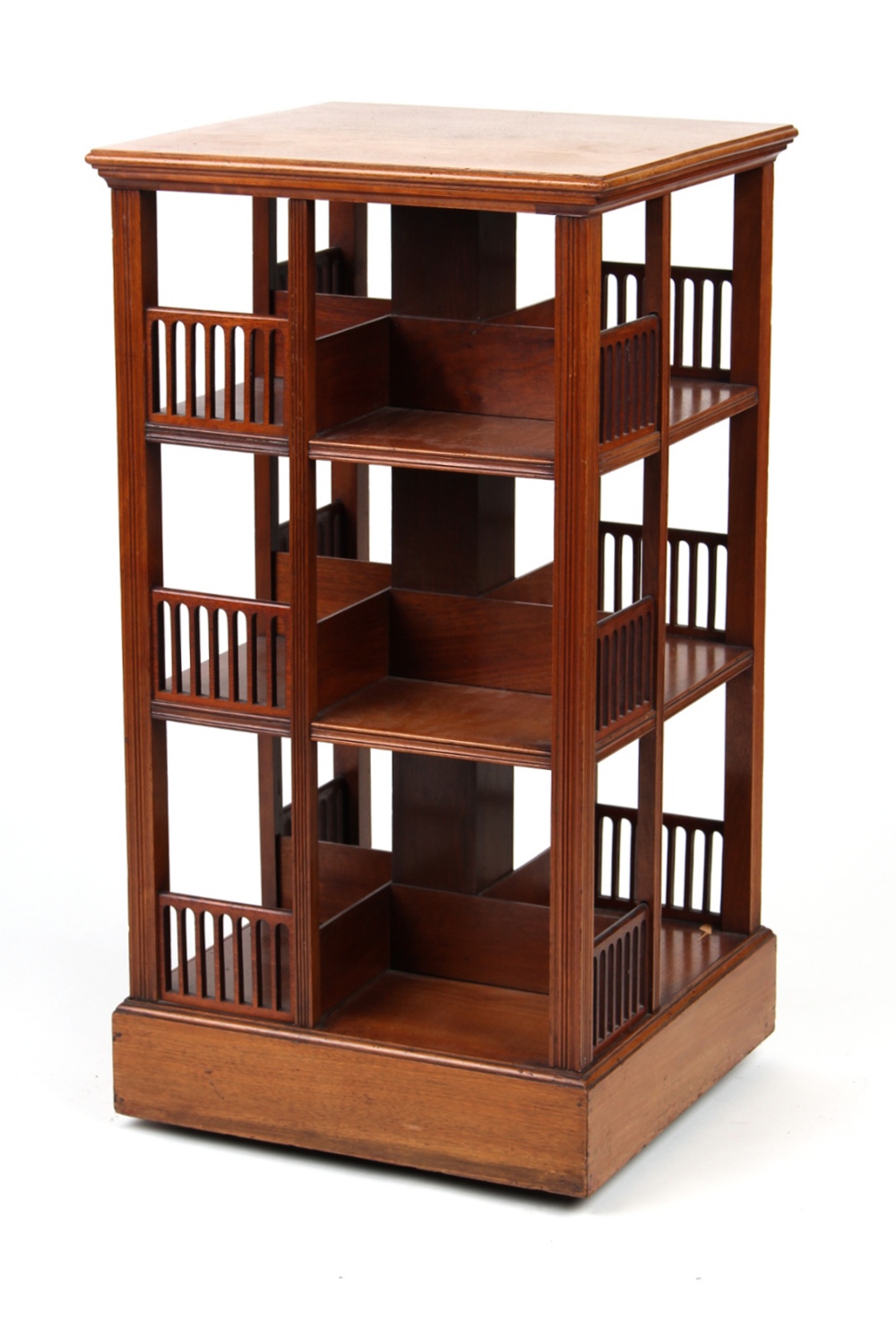 Property of a lady - a late Victorian walnut three-tier revolving bookcase, 32.25ins. (82cms.)