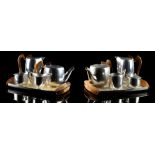 Property of a gentleman - two Art Deco Picquot Ware four-piece tea-sets on trays (10) (see