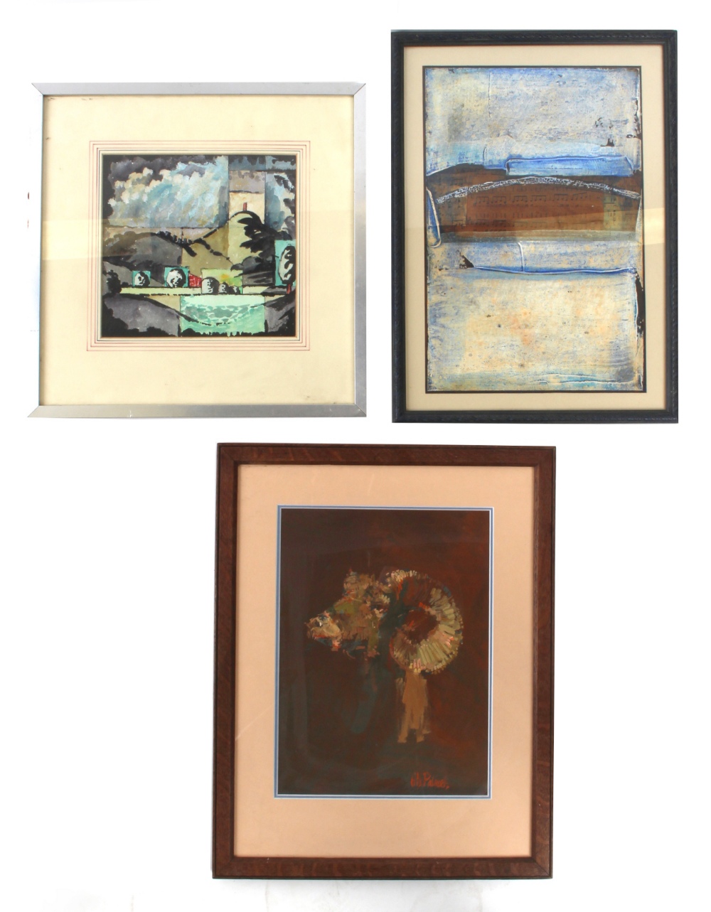 Property of a deceased estate - three modern pictures, comprising an oil on card by Sarah West (b.