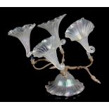 Property of a deceased estate - an Art Nouveau gilt metal & iridescent glass epergne, small chip