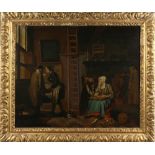 Property of a deceased estate - manner of Pieter de Hooch - A KITCHEN INTERIOR SCENE - oil on