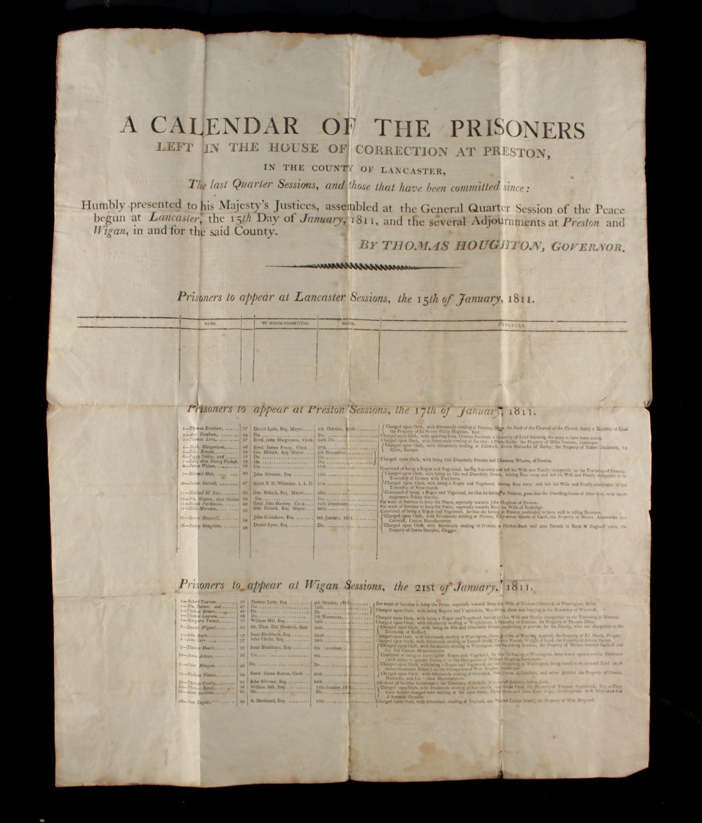 Property of a lady - four items of printed ephemera, comprising a 'A Calendar of the Prisoners - Image 2 of 3
