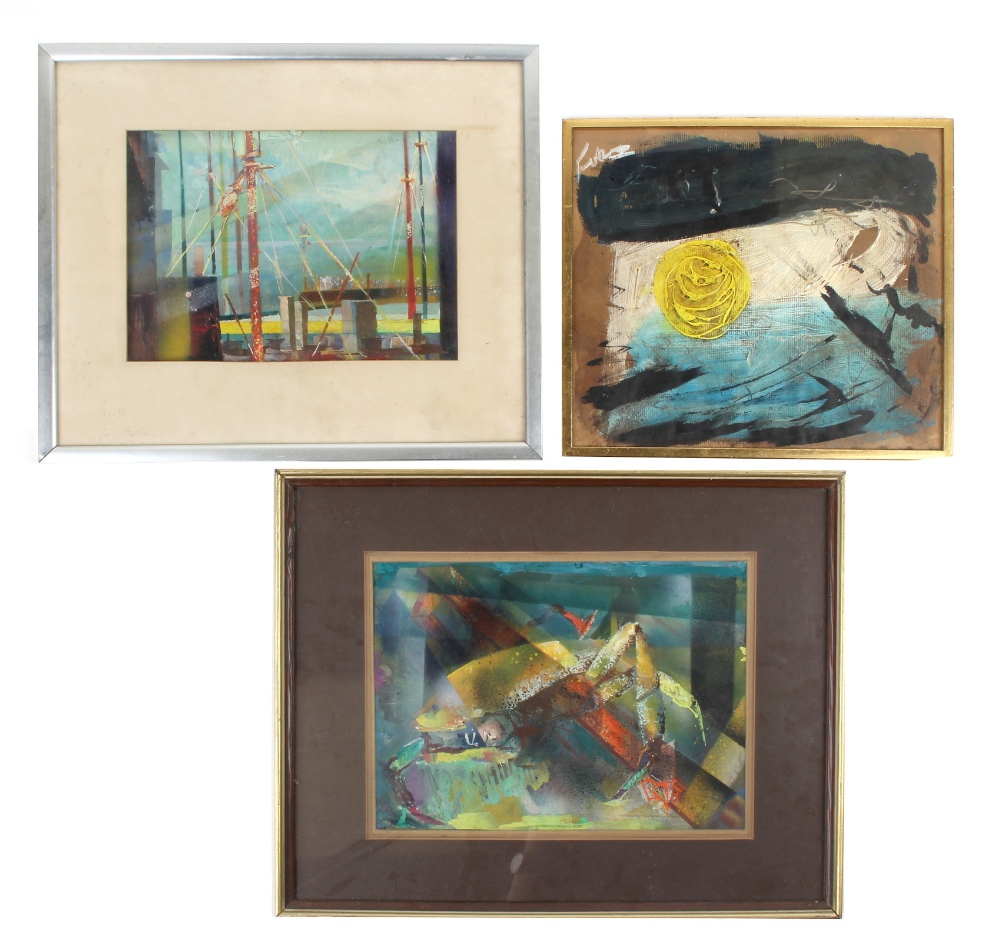 Property of a deceased estate - G (1970's) - HARBOUR VIEW and CRAB WITH FISH - two modern oils on