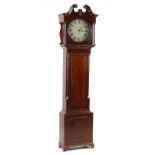 Property of a lady - a George III oak & mahogany 30-hour longcase clock, with swan-neck pediment &