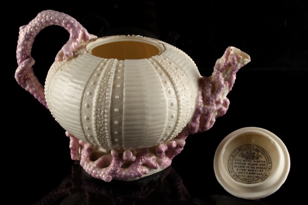 Property of a lady - a Belleek Echinus pattern teapot, first mark with impressed diamond - Image 2 of 2