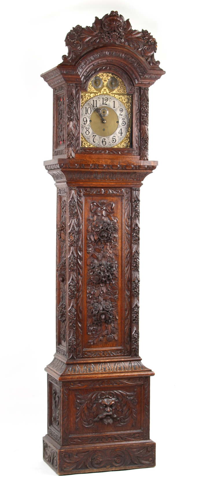 Property of a deceased estate - a late 19th century carved oak longcase clock, the 8-day chiming