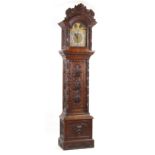 Property of a deceased estate - a late 19th century carved oak longcase clock, the 8-day chiming