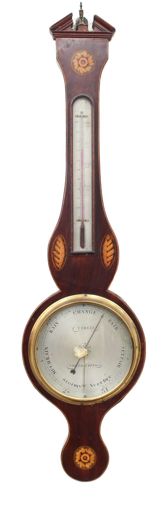 Property of a deceased estate - a 19th century mahogany & inlaid banjo barometer, the 8.5-inch