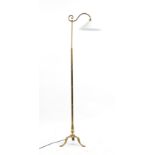 Property of a deceased estate - an Edwardian Art Nouveau brass standard lamp, with tripod base,