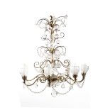 Property of a gentleman - a clear glass seven-light chandelier or electrolier, approximately 27.