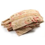 Property of a deceased estate - two pairs of lined floral & striped patterned curtains, one pair