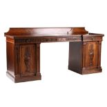 Property of a lady - a good Adam style neo-classical revival carved mahogany twin pedestal