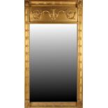 Property of a deceased estate - an early 19th century gilt framed pier glass, the frieze with