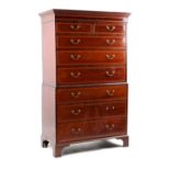 Property of a deceased estate - a late Victorian mahogany & satinwood banded tallboy or chest-on-