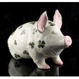 Property of a deceased estate - a large Plichta (Wemyss) 'Shamrock' pattern model of a pig, one