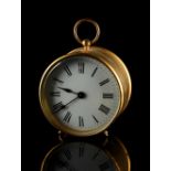 Property of a gentleman - a 19th century French brass drum cased mantel clock timepiece, with 8-