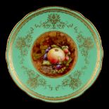 Property of a lady - a Mintons gilt decorated green ground cabinet plate, first half 20th century,