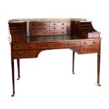 Property of a deceased estate - a late Victorian mahogany & satinwood banded Carlton House desk, the