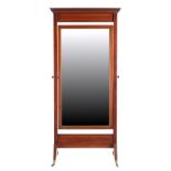 Property of a deceased estate - an Edwardian mahogany & satinwood banded cheval mirror, with