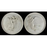 Property of a deceased estate - a large pair of Copenhagen bisque porcelain circular wall plaques or