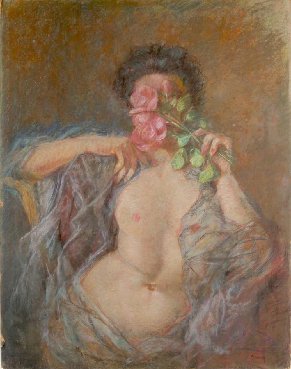 Property of a gentleman - early 20th century - FEMALE NUDE - pastel, 25.6 by 21.65ins. (65 by