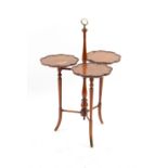 Property of a gentleman - an Edwardian floral painted satinwood three-tier cake stand or dumb