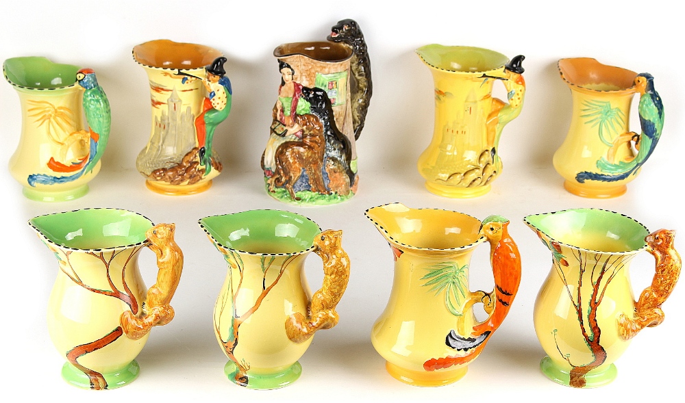 Property of a gentleman - a collection of nine Burleigh Ware jugs, including 'Old Feeding Time'