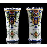 Property of a lady - a pair of Rouen faience vases, each 10.5ins. (26.7cms.) high (2) (see