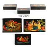 Property of a deceased estate - Russian interest - a group of three Russian lacquer boxes, third