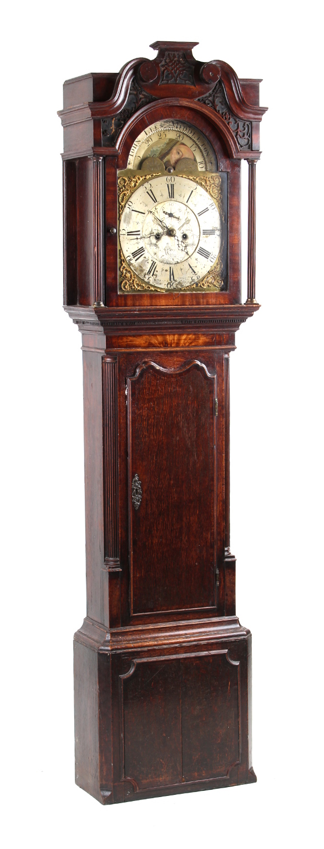 Property of a lady - a George III oak & fruitwood 8-day striking longcase clock, with moonphase &