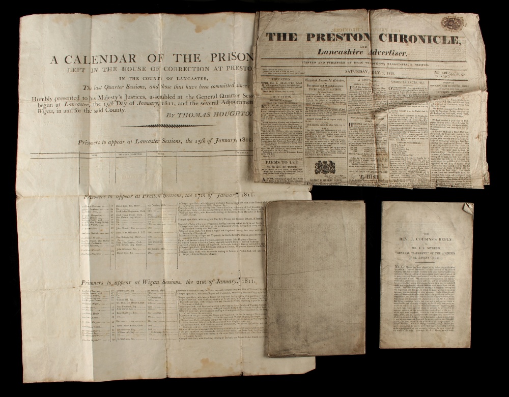 Property of a lady - four items of printed ephemera, comprising a 'A Calendar of the Prisoners