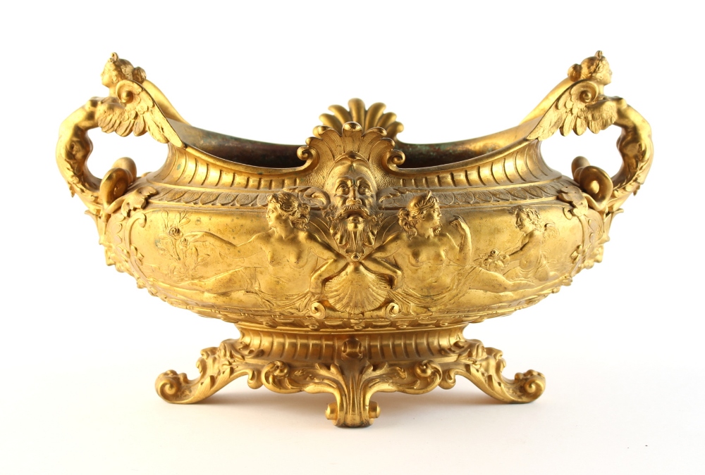 Property of a deceased estate - a good quality late 19th century French ormolu oval bowl,