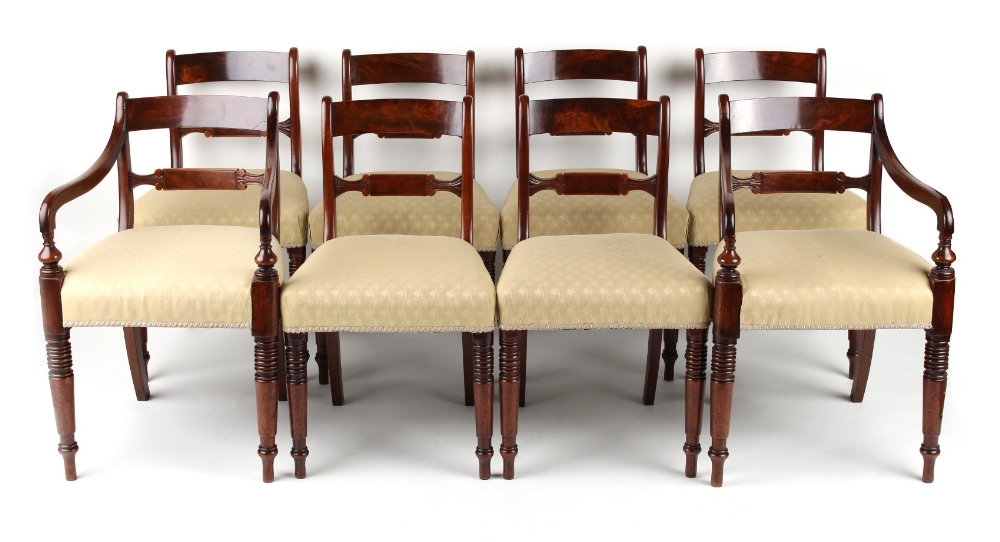 Property of a gentleman - a set of eight early 19th century George IV mahogany bar-back dining