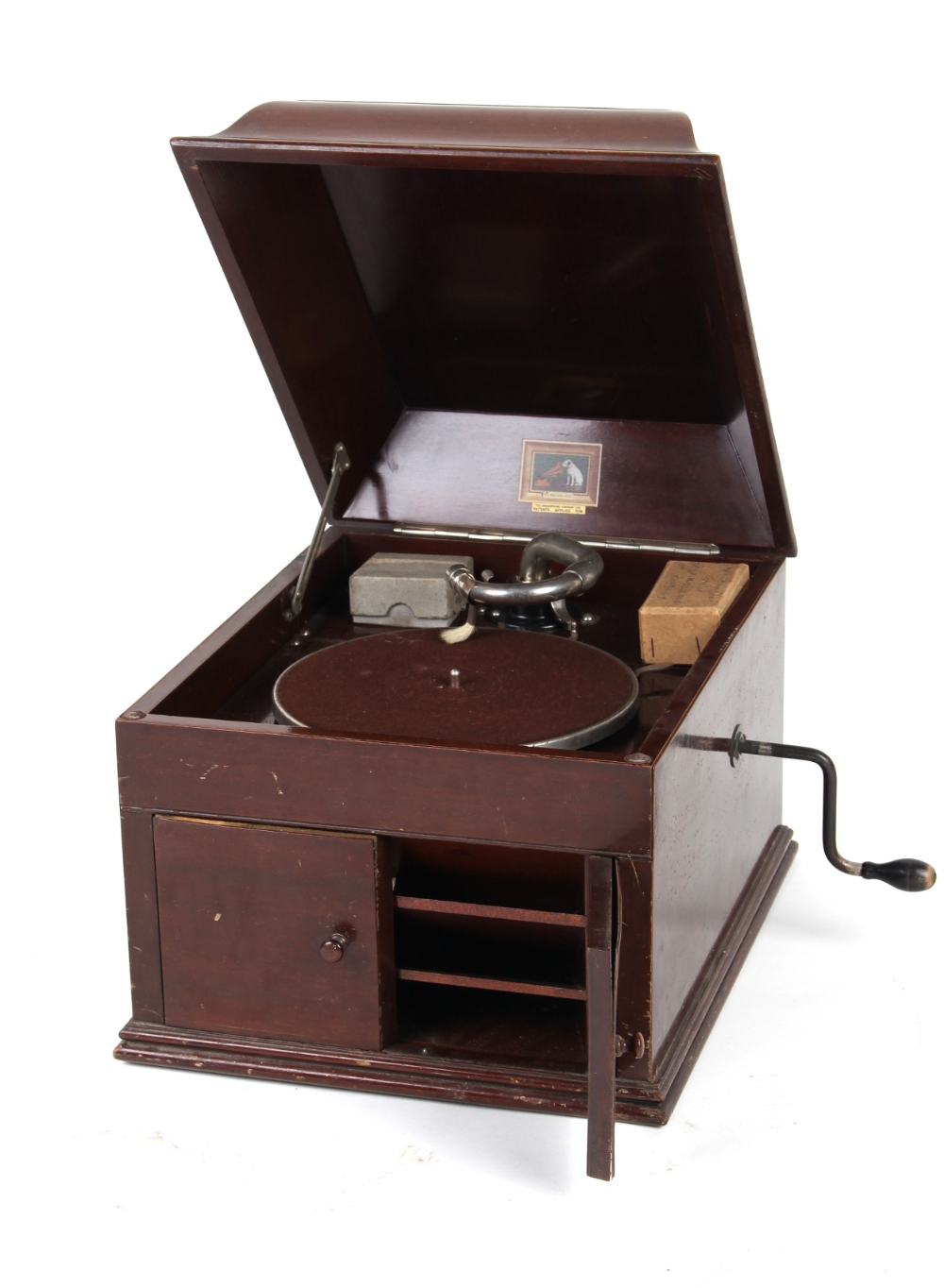 Property of a deceased estate - an HMV mahogany cased table top gramophone (see illustration).