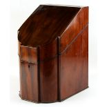 Property of a gentleman - a George III mahogany & boxwood strung knife box, adapted as a posting box