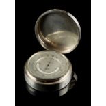 Property of a gentleman - an early 20th century Asprey silver circular cased travel barometer,